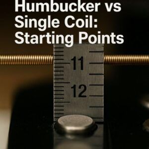 Measuring pickup height at last fret using ruler.