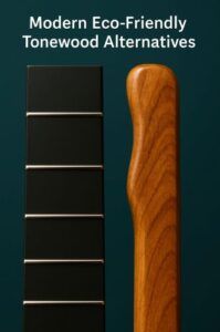 Richlite and roasted maple guitar parts representing sustainable tonewood alternatives.