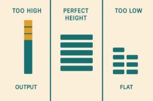 Balanced pickup output meter showing ideal signal strength.
