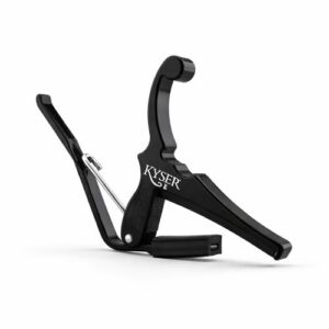 Kyser Quick-Change capo for 6-string electric guitar in black on a white background
