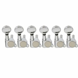 Six inline sealed guitar tuners with chrome finish for Strat and Tele style electric guitars