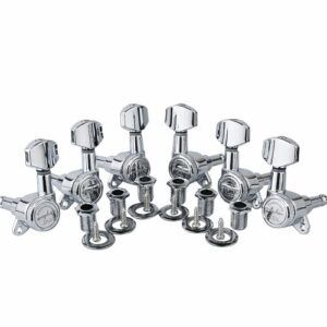 Les Paul–style locking guitar tuners with 3 left and 3 right chrome machine heads